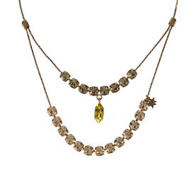 STELLA McCARTNEY, Jewelry, Rose Gold Brass and Stones Double Pendant Necklace