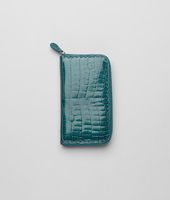 Bottega Veneta® Shiny Crocodile Fumé Zip Around Wallet Bottega Veneta® Shiny Crocodile Fumé Zip Around Wallet