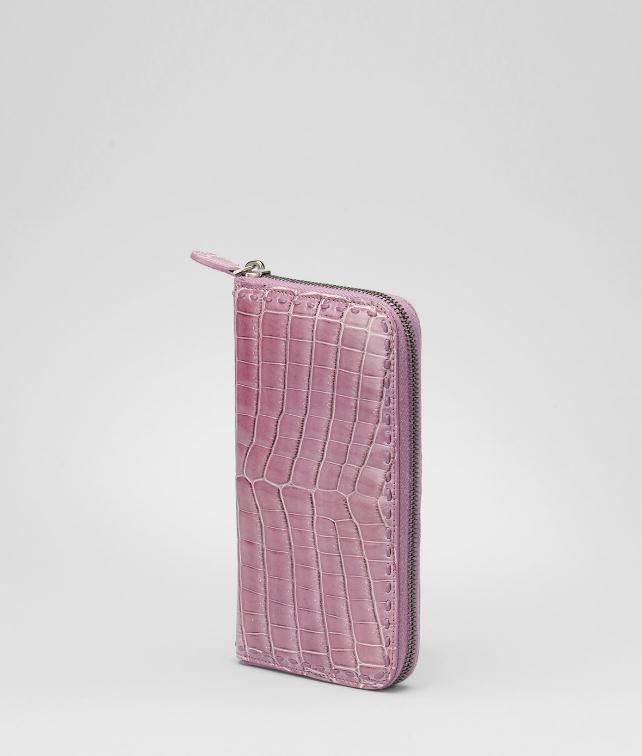 BOTTEGA VENETA Shiny Crocodile Fumé Zip Around Wallet Wallet D fp