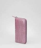 Bottega Veneta® Shiny Crocodile Fumé Zip Around Wallet Bottega Veneta® Shiny Crocodile Fumé Zip Around Wallet