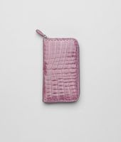 Bottega Veneta® Shiny Crocodile Fumé Zip Around Wallet Bottega Veneta® Shiny Crocodile Fumé Zip Around Wallet
