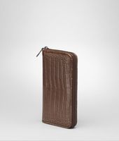 Bottega Veneta® Soft Crocodile Fume Zip Around Wallet Bottega Veneta® Soft Crocodile Fume Zip Around Wallet
