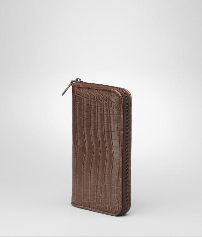 BOTTEGA VENETA Soft Crocodile Fume Zip Around Wallet Wallet U fp
