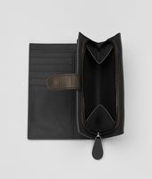 Bottega Veneta® Espresso Nero Intrecciato Waxed Leather Continental Wallet Bottega Veneta® Espresso Nero Intrecciato Waxed Leather Continental Wallet