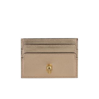 ALEXANDER MCQUEEN, Wallet, Skull Charm Metallic Leather Card Holder