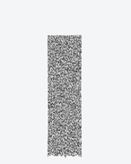 Rectangular Scarf Pleated Scarf in White and Black Leopard Ikat Printed Silk Crêpe SAINTLAURENT