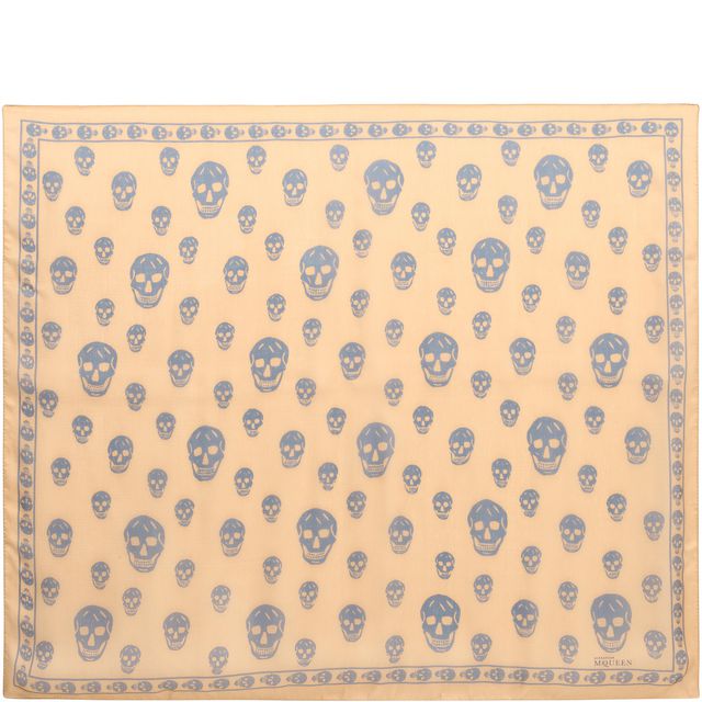 ALEXANDER MCQUEEN, Silk Scarf, Classic Silk Chiffon Skull Scarf