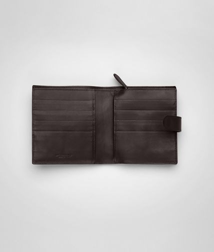 BOTTEGA VENETA - Ebano Intrecciato Nappa French Flap Wallet