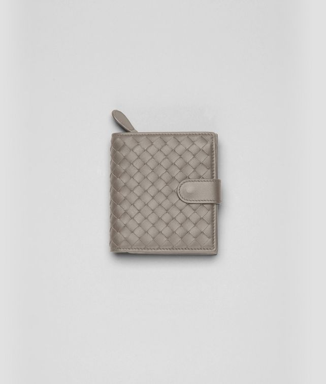 BOTTEGA VENETA Fume Intrecciato Nappa French Flap Wallet Mini Wallet or Coin Purse D fp