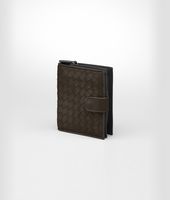 Bottega Veneta® Espresso Nero Intrecciato Waxed Leather Wallet Bottega Veneta® Espresso Nero Intrecciato Waxed Leather Wallet