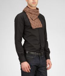 BOTTEGA VENETA - Scarves, Light Brown Silk Cotton Scarf