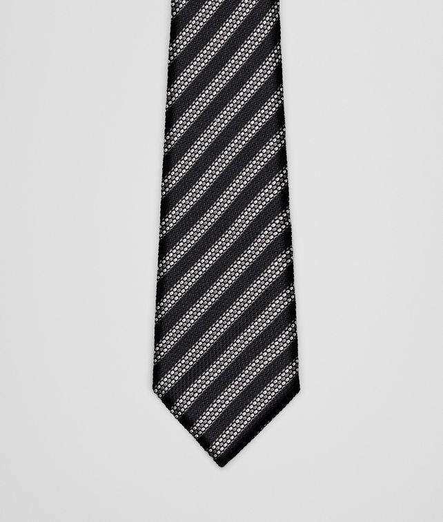 BOTTEGA VENETA Black Grey Silk Tie Tie or bow tie U fp