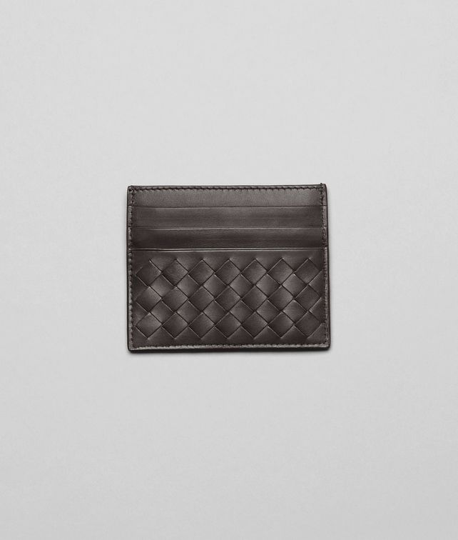 BOTTEGA VENETA Porta carte di credito Ebano in Pelle VN Intrecciata Porta Carte e Portamonete U fp