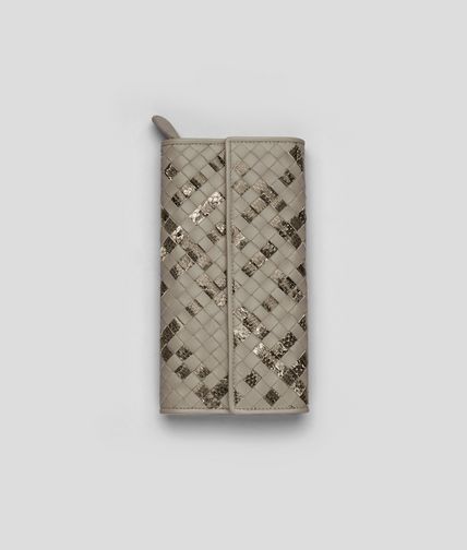 BOTTEGA VENETA - Continental Portemonnaie aus Ayers und Nappaleder Intrecciato Fume