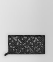 Bottega Veneta® Continental Portemonnaie aus Ayers und Nappaleder Intrecciato Nero Bottega Veneta® Continental Portemonnaie aus Ayers und Nappaleder Intrecciato Nero