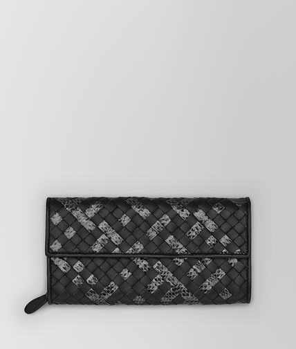 BOTTEGA VENETA - Continental Portemonnaie aus Ayers und Nappaleder Intrecciato Nero