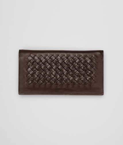 BOTTEGA VENETA - Edoardo Ebano Light Calf Soft Crocodile Fume Continental Wallet