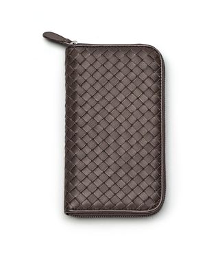BOTTEGA VENETA - Ebano Intrecciato Nappa Zip Around Wallet
