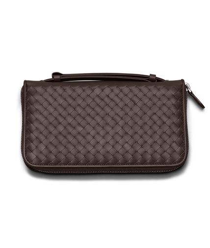 BOTTEGA VENETA - Tasche für Reisedokumente aus VN-Leder Intrecciato Ebano