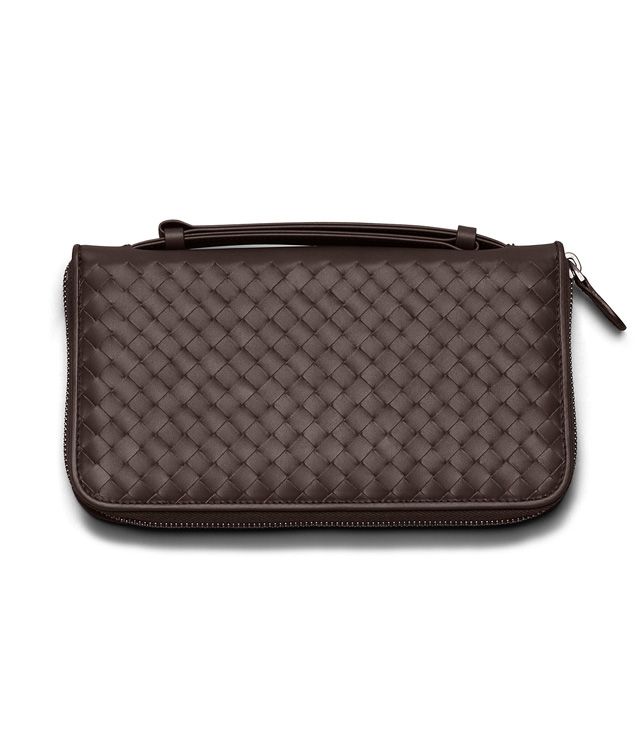 BOTTEGA VENETA DOCUMENT CASE IN EBANO INTRECCIATO VN Zip Around Wallet E fp