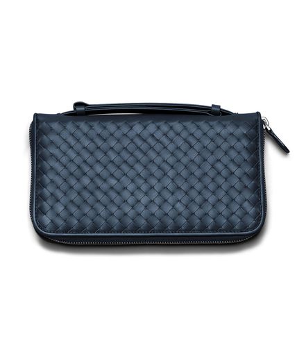 BOTTEGA VENETA - Tasche für Reisedokumente aus VN-Leder Intrecciato Celeste