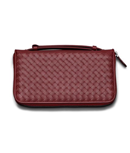 BOTTEGA VENETA - Tasche für Reisedokumente aus VN-Leder Intrecciato Vermillon