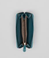 Bottega Veneta® Teal Shiny Crocodile Fumé Zip Around Wallet Bottega Veneta® Teal Shiny Crocodile Fumé Zip Around Wallet