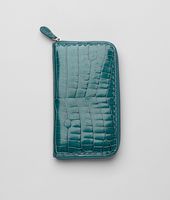 Bottega Veneta® Shiny Crocodile Fumé Zip Around Wallet Bottega Veneta® Shiny Crocodile Fumé Zip Around Wallet