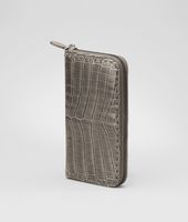 Bottega Veneta® Shadow Shiny Crododile Fumé Zip Around Wallet Bottega Veneta® Shadow Shiny Crododile Fumé Zip Around Wallet