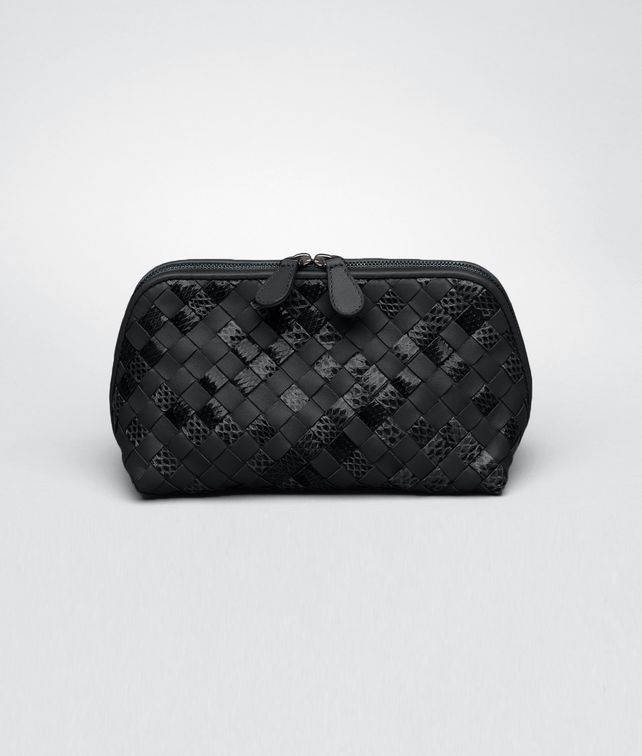BOTTEGA VENETA TROUSSE DE TOILETTE MOYEN FORMAT EN INTRECCIATO NAPPA ET AYERS NERO Autre accessoire en cuir D fp