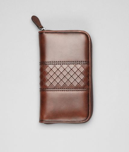 BOTTEGA VENETA - Ebano Intreccio Scolpito Zip Around Wallet