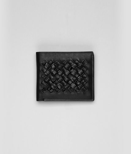 BOTTEGA VENETA - Nero Intrecciato Crocodile Fume Wallet