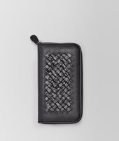 Bottega Veneta® Zip Around Wallet aus leichtem Kalbsleder und weichem Krokodilleder Nero Bottega Veneta® Zip Around Wallet aus leichtem Kalbsleder und weichem Krokodilleder Nero