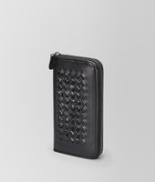 Bottega Veneta® Zip Around Wallet aus leichtem Kalbsleder und weichem Krokodilleder Nero Bottega Veneta® Zip Around Wallet aus leichtem Kalbsleder und weichem Krokodilleder Nero
