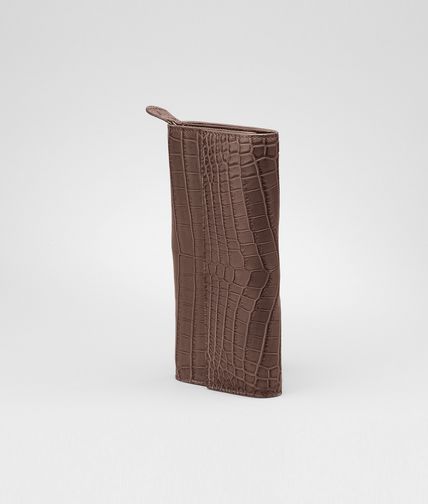 BOTTEGA VENETA - Soft Crocodile Fumé Continental Wallet