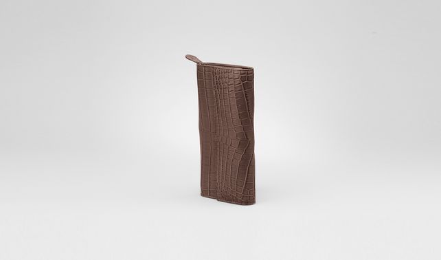 BOTTEGA VENETA - Edoardo Fumé Soft Crocodile Fumé Continental Wallet