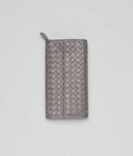 BOTTEGA VENETA - Fume Intrecciato Washed Lambskin Continental Wallet