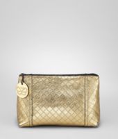Bottega Veneta® Gold Intrecciomirage Cosmetic Case Bottega Veneta® Gold Intrecciomirage Cosmetic Case