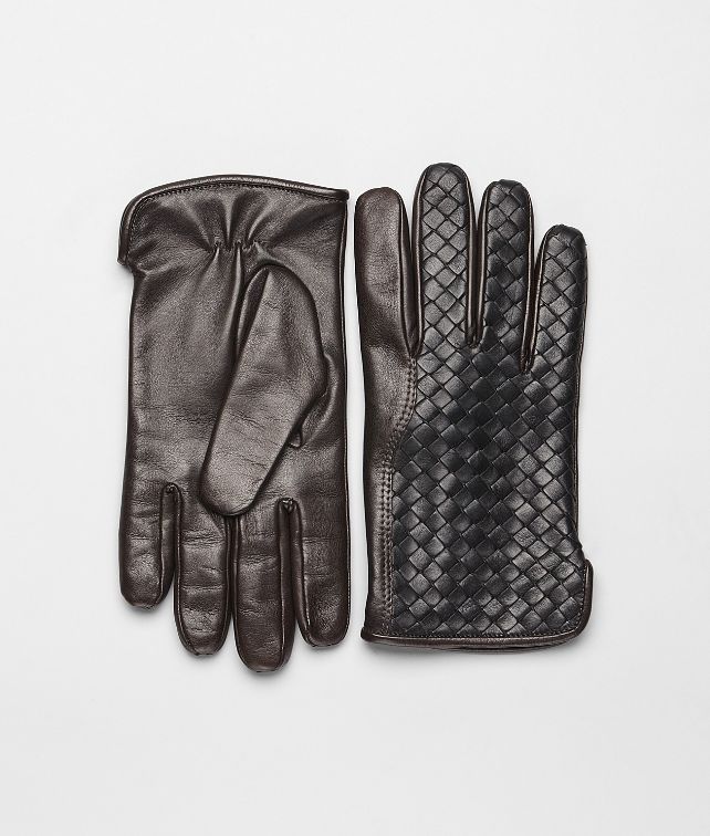 BOTTEGA VENETA Guanti Nero Ebano in Nappa Soft Intrecciata Sciarpa o cappello o guanto U fp