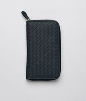Bottega Veneta® Prusse Intrecciato Washed Lambskin Zip Around Wallet Bottega Veneta® Prusse Intrecciato Washed Lambskin Zip Around Wallet