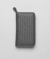 Bottega Veneta® Ardoise Intrecciato Washed Lambskin Zip Around Wallet Bottega Veneta® Ardoise Intrecciato Washed Lambskin Zip Around Wallet