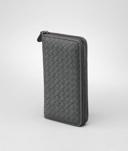 BOTTEGA VENETA - Ardoise Intrecciato Washed Lambskin Zip Around Wallet