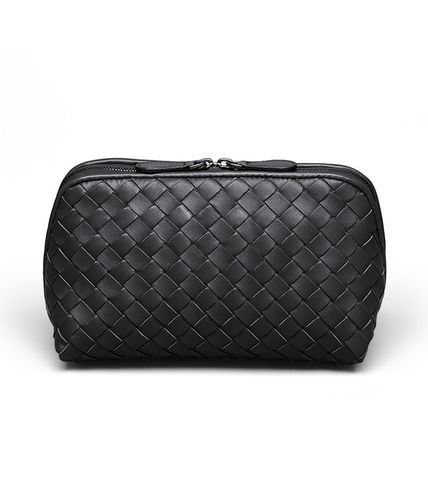 BOTTEGA VENETA - Kosmetiktasche aus Nappaleder Intrecciato Nero