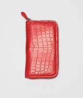 Bottega Veneta® New Red Soft Crocodile Fume Zip Around Wallet Bottega Veneta® New Red Soft Crocodile Fume Zip Around Wallet