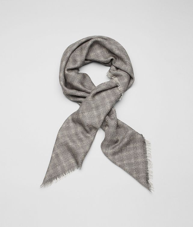 BOTTEGA VENETA Beige Dark Grey Wool Silk Scarf Scarf or Hat or Glove U fp