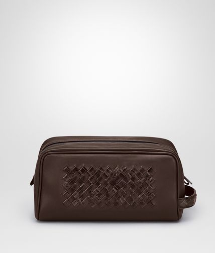 BOTTEGA VENETA - Edoardo Ebano Light Calf Soft Crocodile Fume Toiletry Case