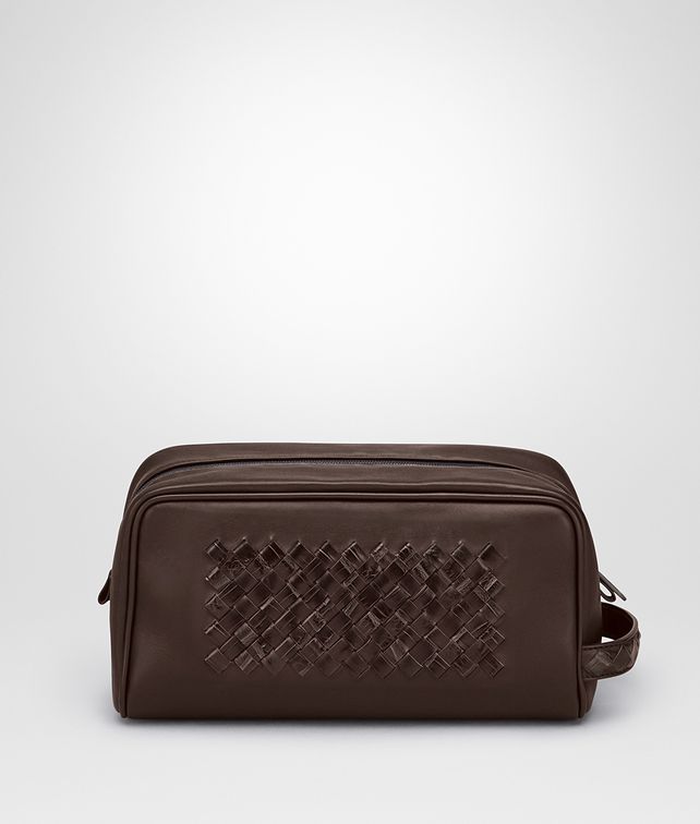 BOTTEGA VENETA Edoardo Ebano Light Calf Soft Crocodile Fume Toiletry Case Small bag U fp