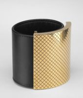Bottega Veneta® Armband aus gewachstem Leder, Gold und Metall Nero Bottega Veneta® Armband aus gewachstem Leder, Gold und Metall Nero