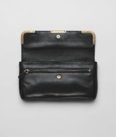 Bottega Veneta® Nero Waxed Leather Metal Continental Wallet Bottega Veneta® Nero Waxed Leather Metal Continental Wallet