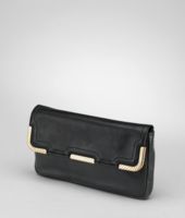 Bottega Veneta® Nero Waxed Leather Metal Continental Wallet Bottega Veneta® Nero Waxed Leather Metal Continental Wallet